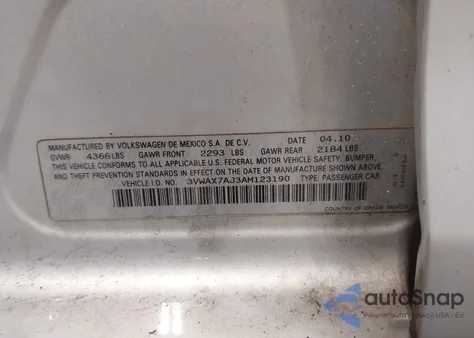 2010 Volkswagen Jetta Limited Edition from USA, damaged, VIN 3VWAX7AJ3AM123190